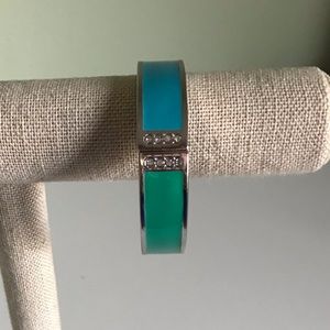 Ann Taylor Green & Blue Cuff Bracelet w/ Crystals